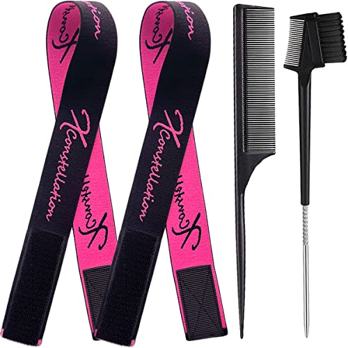 Elastic Wig Bands for Edges, Baby Hair, Keeping Wigs in Place, and Sewing Edges - 2 PCS, BlackPink - color: Black+Pink, size: 1 Count (Pack of 4)