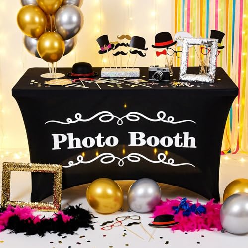 Gilprop Photo Booth Table Cloth Photo Booth Props Accessories Rectangle Tight Table Background for Indoor Outdoor Party Photography Decoration Graduation Wedding Birthday Bachelorette(Stylish,4ft) - size: 4ft, style: Stylish