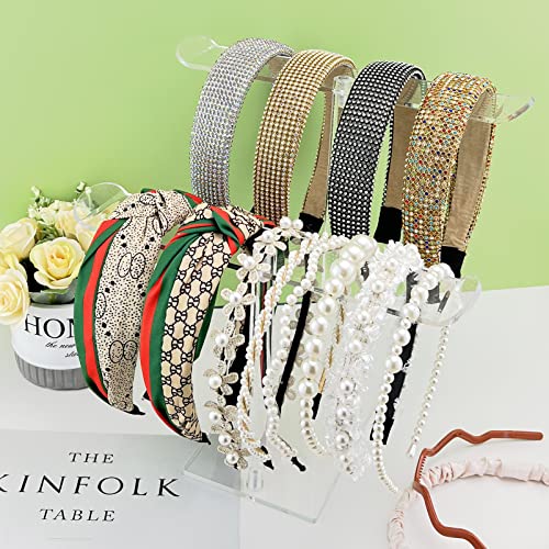 Acrylic Headband Holder, Hair Accessories Organizer Clear Stand for Girls (2-Tier & 2-Panel) - style: Modern