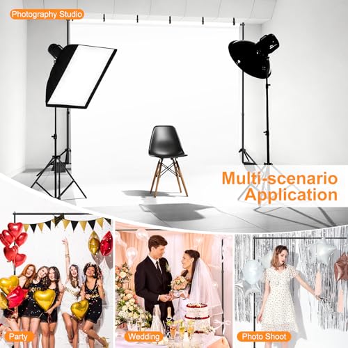 Backdrop Stand, Photo Video Studio 10 x 10FT Adjustable Backdrop Stand, Background Support System Kit with 2 Crossbars, 6 Clamps, 2 Sandbags and Carry Bag for Photography Parties Wedding - size: 10×10ft