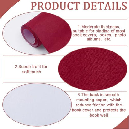 CRASPIRE 51 x 11.8inch Linen Book Cloth for Book Binding Fabric Surface Paper Backed Bookcover Books Album Scrapbooking Archival DIY Covering Protector Bookcloth Bookbinding Supplies Dark Red - color: Dark Red