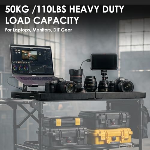 TARION Video Production Cart Accessories - Foldable Top Shelf Workstation with Mouse Pad- Upgraded with Wider Higher Laptop Platform for Titanrig Cart Base - Pro Top Shelf - style: Accessory - Pro Top Shelf
