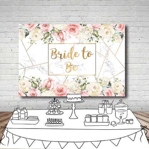 MEHOFOND Bride to Be Marble Backdrop Bridal Shower Miss to Mrs Wedding Party Supplies White Blush Pink Floral Photobooth Girls Bachelorette Engagement Photography Background Banner 10x7ft - size: 10x7ft