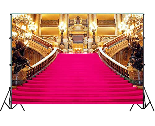 Pink Carpet Background,Golden Palace Gorgeous European Hall Photo Background,10x7ft,Photo Studio Props BJXTGU87 - color: Pink, size: 10x7ft