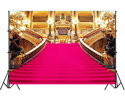 Pink Carpet Background,Golden Palace Gorgeous European Hall Photo Background,10x7ft,Photo Studio Props BJXTGU87 - color: Pink, size: 10x7ft
