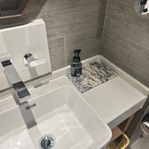 Real Natural Marble Tray Genuine Calcutta Viola Marble Stone Tray for Bathroom/Kitchen Counter (Calacatta Viola, 12" x 8") - color: Calcutta Viola