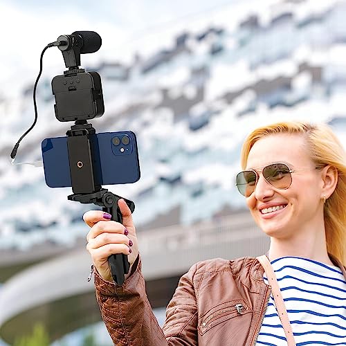 Phone Vlogging Kit with Microphone, LED Light & Tripod – Smartphone Video Recording Kit with Remote for YouTube, TikTok & Content Creators - size: 2) Beginner Kit