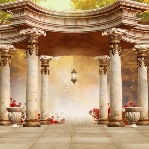 AOFOTO 8x8ft Romantic Wedding Royal Gazebo Background Classic Gloriette Photography Backdrop Vintage Garden Pavilion Retro Columns Photo Studio Props Ladies Girl Artistic Portrait Photoshoot Vinyl - size: 8x8ft