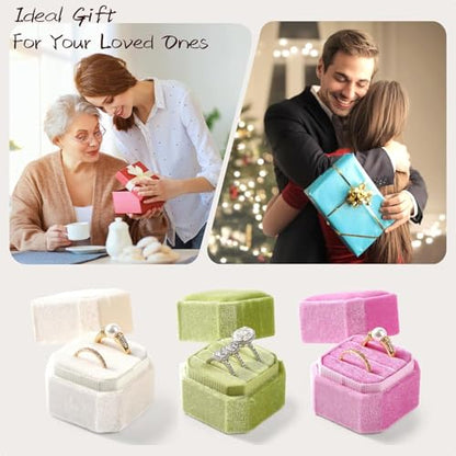 3 Slots Ring Box Velvet Ring Gift Box Wedding Day For Proposal, Engagement, Wedding, Mother's Day, Valentine's Day (Light Blue) - color: Light Blue