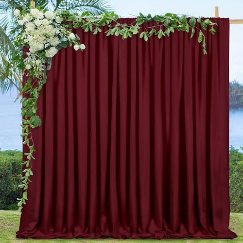10ft x 8ft Burgundy Backdrop Curtains Polyester Photography Drapes Fabric 4 Panels 5ft x 8ft for Baby Shower Wedding Party Birthday Decorations - color: Burgundy, size: 5ft x 8ft 4 Panels