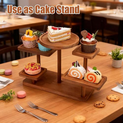 Jewelry Stand, Wooden Tiered Display Rack, Earring Storage Organizer Display Shelves Collectible, Perfume Bracelet Trays for Crafts Sales, Gifts(Brown) - color: Brown