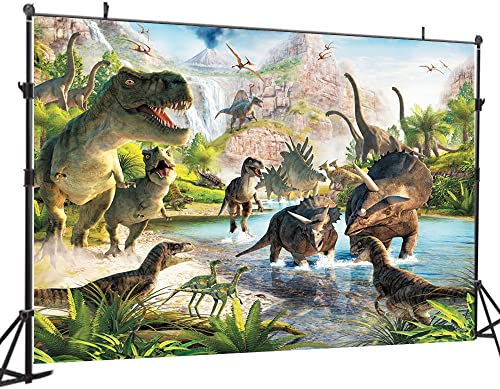10X8FT Dinosaur Photography Background Dinosaur Party Banner 3D Kids Birthday Decoration Dinosaur Party Backdrops DH-203 Green