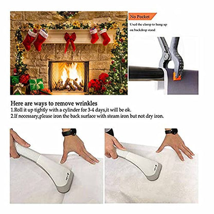 XLL Christmas Photography Backdrops Christmas Fireplace Decoration Background for Photo Happy Holiday Party Decoration Props 7x5FT(210CM X 150CM)