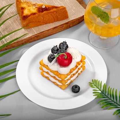 bUCLA 100Pieces White Plastic Plates - 6.25inch Disposable Plastic Appetizer/Small Cake/Salad/Dessert Plates Premium Hard, Ideal for Weddings& Parties - color: 6.25Inch-100pcs-White