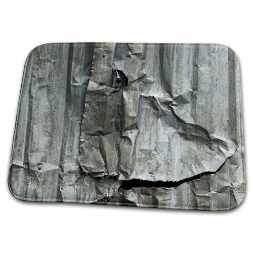 3dRose Bathroom Bath Rug Mat - Image of Corrugated Damaged Metal Surface with Runs of Grey Paint Alexis Photography - Texture Metal