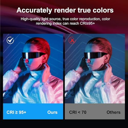 PULUZ RGB LED Video Light Stick, Photography Lighting Wand with 132 LEDs Lights, Dimmable 2500K~9000K CRI95+ Full Color LED Light with 2600mAh Battery, 20 Light Scenes - size: 18.1 inches