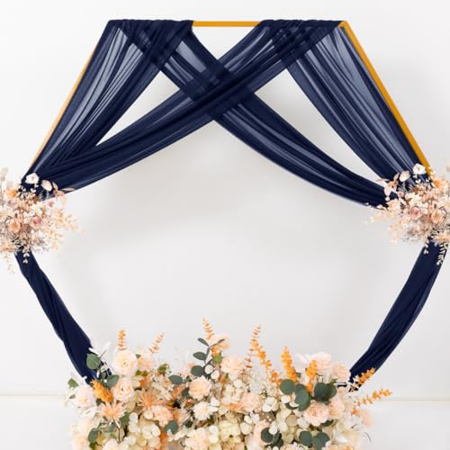 MLMC Navy Blue Wedding Arch Draping Fabric 1 Panel 29" x 20 FT Extra Long Gauze Drapes Sheer Backdrop Curtains 6.6 Yards Airy Outdoor Drapery Panels for Wedding Bridal Shower Ceiling Decoration - color: Navy Blue