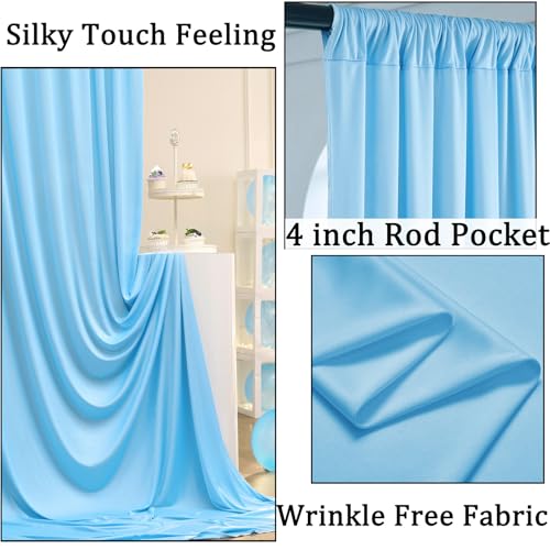 10x8ft Wrinkle Free Baby Blue Backdrop Curtains for Parties, Thick Fabric Backdrop Drapes for Wedding Birthday Photography Baby Shower Party Background - color: Baby Blue, size: 10ftx8ft