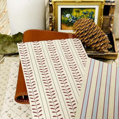 PRSTINCOL Scrapbook Paper,16 Sheets 4.1x5.8 Inch Vintage Stripe Style Scrapbook Supplies,Single-Sided Vivid Origami Decoupage Paper for DIY Crafts, Card Making, Art Journaling - color: Vintage Stripe