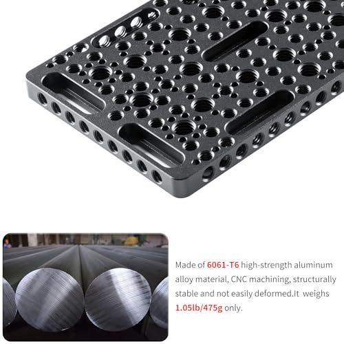 INNOREL CP3010 Multi-Functional Cheese Plate with 1/4" & 3/8" Threads, Expansion Mounting Switching Cheese Plate, Installing Cheese Board Camera Cage On Guide Rail Block(11.8" x 3.9" x0.39") - size: CP3010