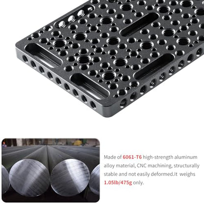 INNOREL CP3010 Multi-Functional Cheese Plate with 1/4" & 3/8" Threads, Expansion Mounting Switching Cheese Plate, Installing Cheese Board Camera Cage On Guide Rail Block(11.8" x 3.9" x0.39") - size: CP3010
