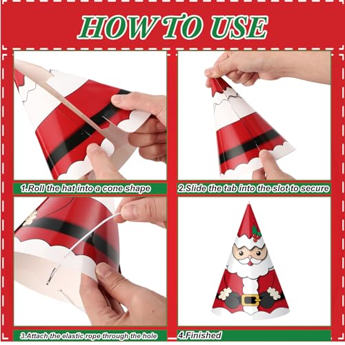 24 Pcs Christmas Party Hats Paper Xmas Tree Reindeer Santa Snowman Elf Cone Hat Christmas Photo Props Party Favors - style: Classic Style