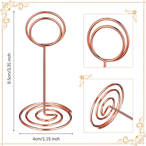 TecUnite 24 Pieces 3.35 Inch Table Number Holder Place Card Photo Holder Picture Name Menu Clips Memo Cards Stand for Wedding Reception Anniversary Birthday Party Centerpieces (Rose Gold) - color: Rose Gold