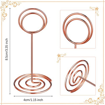 TecUnite 24 Pieces 3.35 Inch Table Number Holder Place Card Photo Holder Picture Name Menu Clips Memo Cards Stand for Wedding Reception Anniversary Birthday Party Centerpieces (Rose Gold) - color: Rose Gold