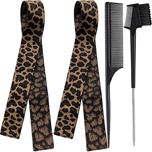 Elastic Lace Melting Band for Wigs - Adjustable Buckle Edge Wrap for Laying Edges, Keeping Wig Grip and Frontal Melting, 2 Pcs Wig Accessories - color: Leopard, size: 1 Count (Pack of 4)