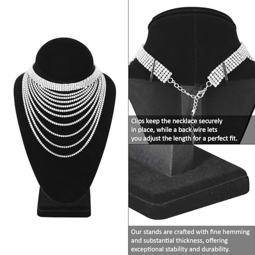 MOOCA 9 Pcs Jewelry Display Set, Necklace Display Bust, Bracelet Holder Stand, Earring Organizer, Ring Holder Stand for Showcase and Store, Black Velvet - color: Style 4, Black Velvet, 9 Pieces