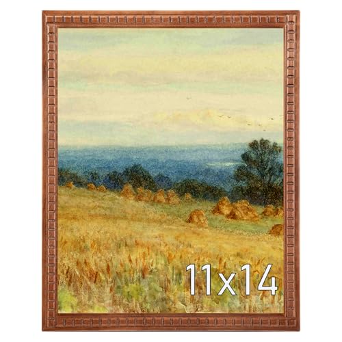 Muzilife 11x14 Wood Picture Frame with HD Glass Cover, Vintage Block-Shape Photo Frame Display Pictures 8x10 with Mat or 11x14 Without Mat, Vertical & Horizontal on Wall, Brown,1pcs - color: Brown Block-Shape