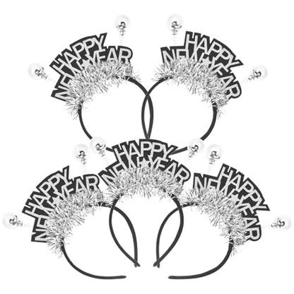 OSALADI 5pcs Happy New Year Hairbands Silver-plated Festival Party Hair Accessories for Women Portable Spring Festival Photo Props Headbands