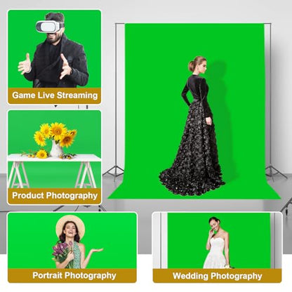 UTEBIT Green Screen Backdrop, 6x9 ft Photography Chroma Key Greenscreen Background Sheet for Background Removal, Thick Polyester Fabric Cloth Sheet for Photoshoot Video, Live Streaming (Backdrop Only) - size: 6x9.2ft