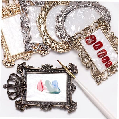 Nail Art Plate, 2 Pcs Nail Mixing Palette Polish Color Mixing Plate Nail Holder Nail Art Display Board, Nail Art Display Tools Photography Props(Sliver) - color: Silver/Two Pieces
