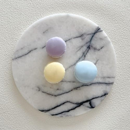 Natural Round Marble Tray Glossy Pastry Board for Dessert, Cheese, Coffee, Smooth on Both Sides (Black Purple) - color: Black Purple