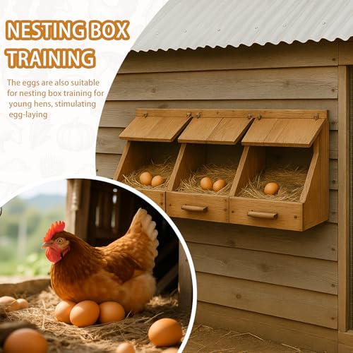 LovesTown 8PCS Easter Wooden Fake Eggs, Chicken Faux Eggs for Painting Food Pretend Play (Pack of 2) - size: Medium (Pack of 2), style: original