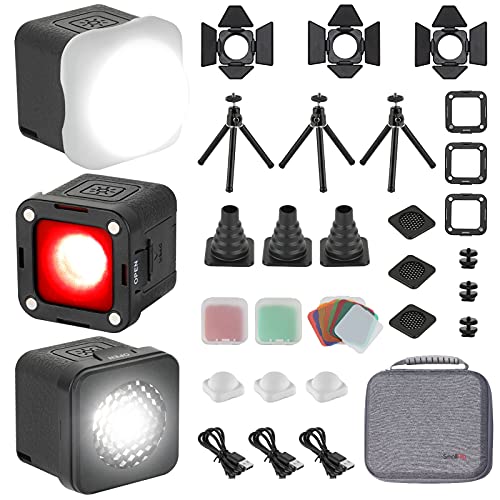 SmallRig RM01 Mini LED Video Light (3 Pack), Waterproof Portable Lighting Kit with Gels, Barndoor, Diffuser, Dimmable Fill Light 5600K CRI95, Lume Cube Camera Light for Stop Motion, Macro Photography - size: 3 Pack