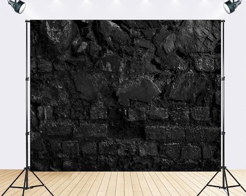 Trykid 6x4ft Dark Stone Brick Wall Texture Backdrop Weathered Monochrome Grunge Surface Abstract Photography Background Industrial Rustic Tapestry Party Decoration Photo Booth Prop Fabric - size: 6x4ft
