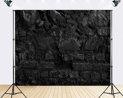 Trykid 10x8ft Dark Stone Brick Wall Texture Backdrop Weathered Monochrome Grunge Surface Abstract Photography Background Industrial Rustic Tapestry Party Decoration Photo Booth Prop Fabric - size: 10x8ft