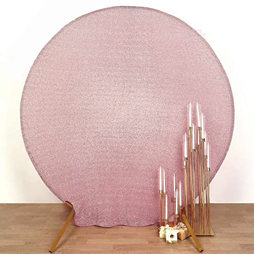 Efavormart Shiny Blush Rose Gold 7.5ft Metallic Spandex Round Arch Cover, Double Sided Fitted Backdrop Sleeve for Wedding, Birthday & Party - color: Rose Gold, size: Round