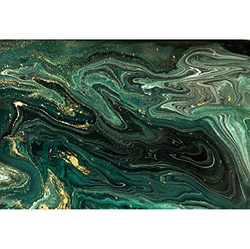 6x4ft Emerald Green Marble Texture Photography Backdrop Hunt Green Marble Happy Birthday Photo Background Golden Fluid Glitter Quicksand Liquid Abstract Art Backdrop Party Banner Decorations - color: Emerald Green01, size: 6x4ft