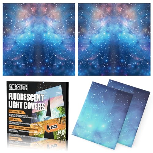 ANGSYLTH 2 x 2 Feet Fluorescent Light Covers - 4 Pcs Covers for Ceiling Lights, Magnetic Light Filters for Classroom, Office, Hospitals, Home (Galaxy) - color: Galaxy