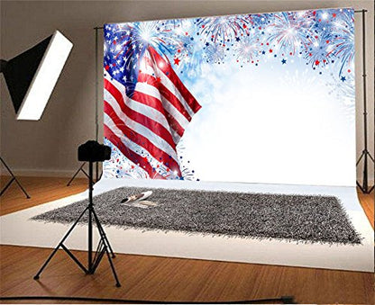 AOFOTO 5x3ft American Flag with Fireworks Backdrop 4 July Independence Day Photography Background Stars and Stripes USA Patriotic Veteran Holiday Photo Studio Props Vinyl Seamless Portrait Wallpaper - size: 5x3ft