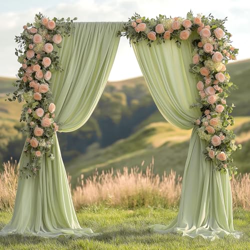 ESGOTBME 10x10ft Wrinkle Free Sage Green Backdrop Curtain for Parties Soft Fabric Drapes Wedding Curtain Backdrop for Birthday Party Decorations Background for Photography 5x10ft, 2 Panels - color: Sage Green, size: W5' X H10'(2 Panels)