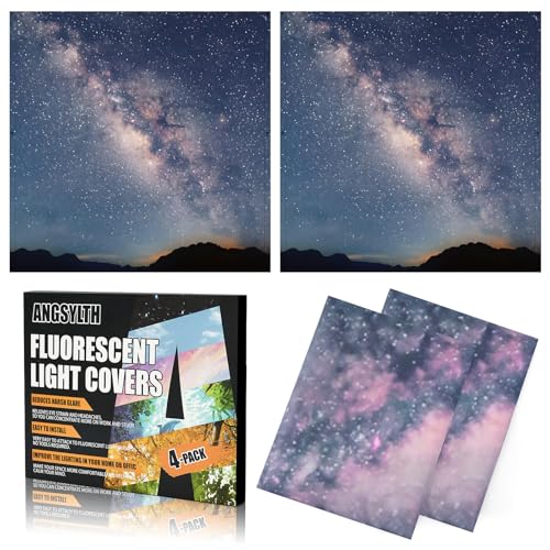 ANGSYLTH 2 x 2 Feet Fluorescent Light Covers - 4 Pcs Covers for Ceiling Lights, Magnetic Light Filters for Classroom, Office, Hospitals, Home (Starry Sky) - color: Starry Sky