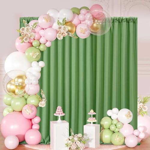 Sage Green Backdrop Curtains 10ft x 8ft Polyster Photo Drapes Fabric for Birthday Party Baby Shower Wedding - color: Sage Green, size: 5ft x 8ft 2 Panels