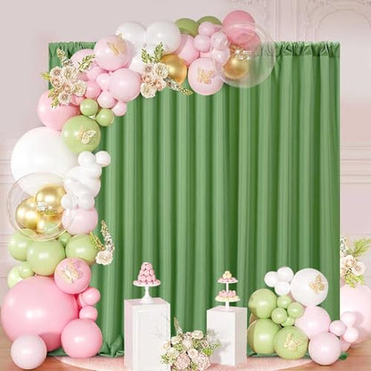 Sage Green Backdrop Curtains 10ft x 8ft Polyster Photo Drapes Fabric for Birthday Party Baby Shower Wedding - color: Sage Green, size: 5ft x 8ft 2 Panels