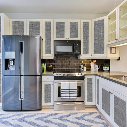 WADILE Grasscloth Peel and Stick Wallpaper 15.7in x 393.7in, Textured Contact Paper for Cabinets, Faux Linen Wall Paper Pull and Stick, Fabric Vinyl Wallpaper Self Adhesive Dark Gray - color: Dark Gray, size: 15.7" x 393.7"