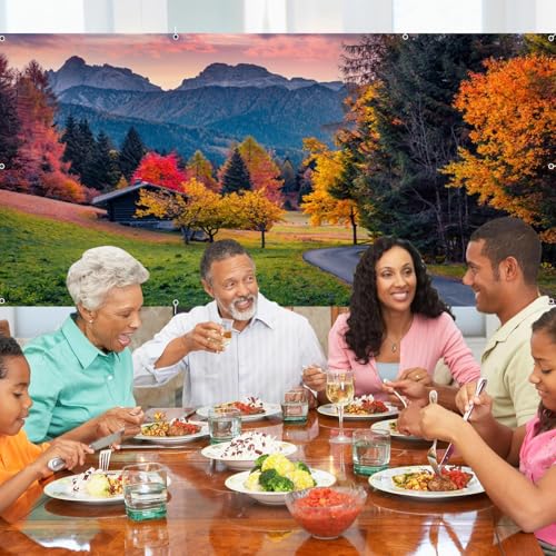 Fall Garage Door Cover Banner Decorations Backdrop 6x13ft Large Thanksgiving Autumn Country Forest Maple Leaves Nature Landscape Garage Door Banner Party Photoshoot Studio Prop Photography Background - size: 6x13ft