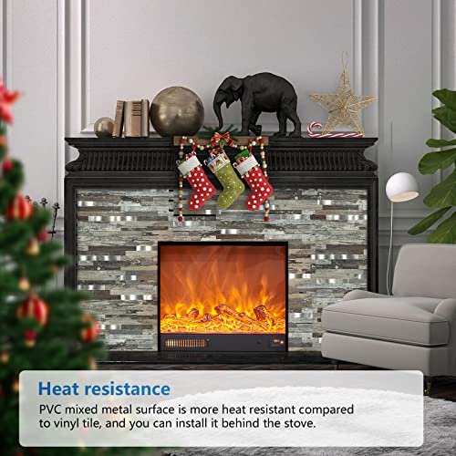 Midcard 20 Sheets Peel and Stick Backsplash PVC Wall Tile,for Kitchen Backsplash - color: Distressed Silvery Moon, size: 20